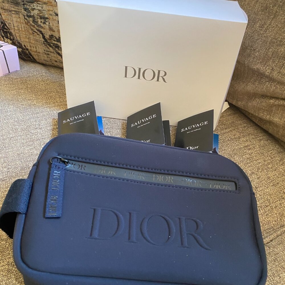 DIOR Navy Blue TROUSSE Pouch SAUVAGE Sample SPRAYS x 3  BRAND NEW